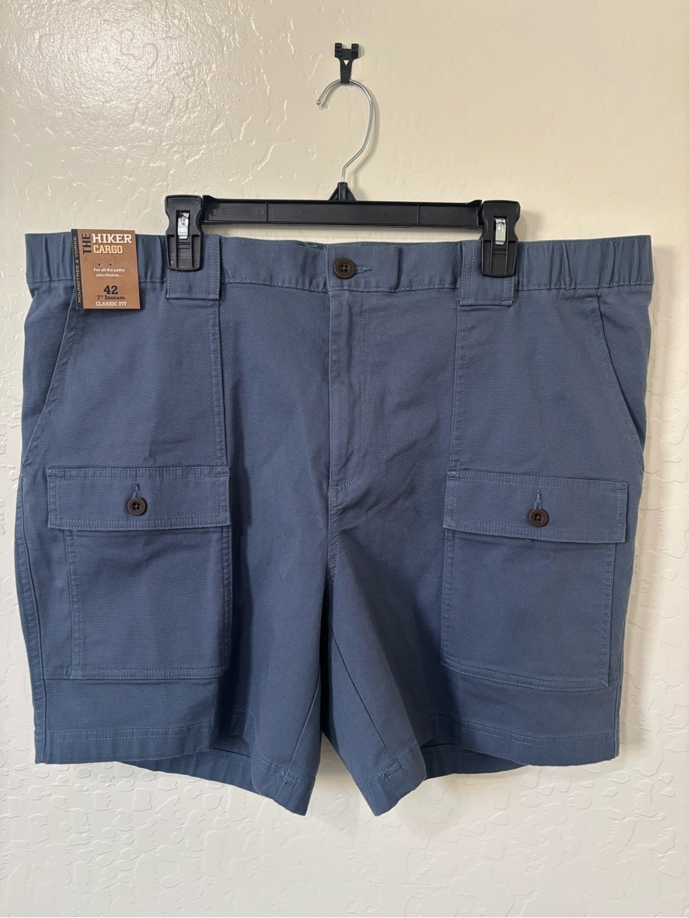 Roundtree & Yorke The Hiker Cargo Shorts Mens 42 Blue 7” Inseam Classic Fit NWT